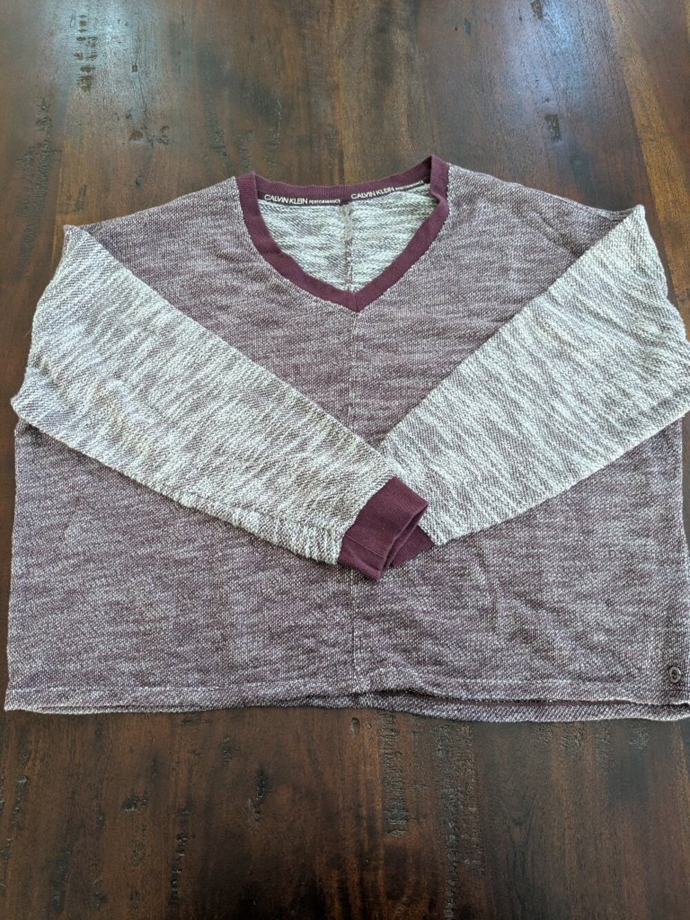Calvin Klein Performance Marled Plum V-Neck Sweatshirt - Size 2X